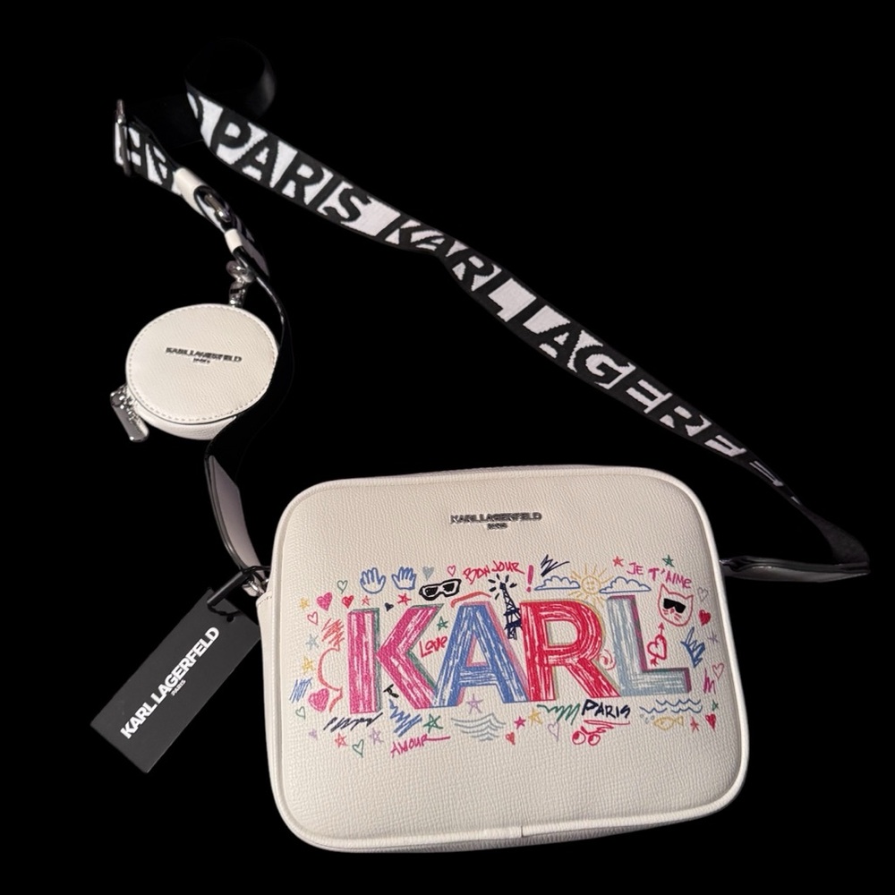 Karl Lagerfeld White Crossbody Bag with Strap